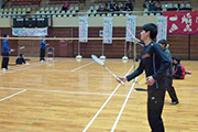 大分県中学校バドミントン県中学新人大会試合風景